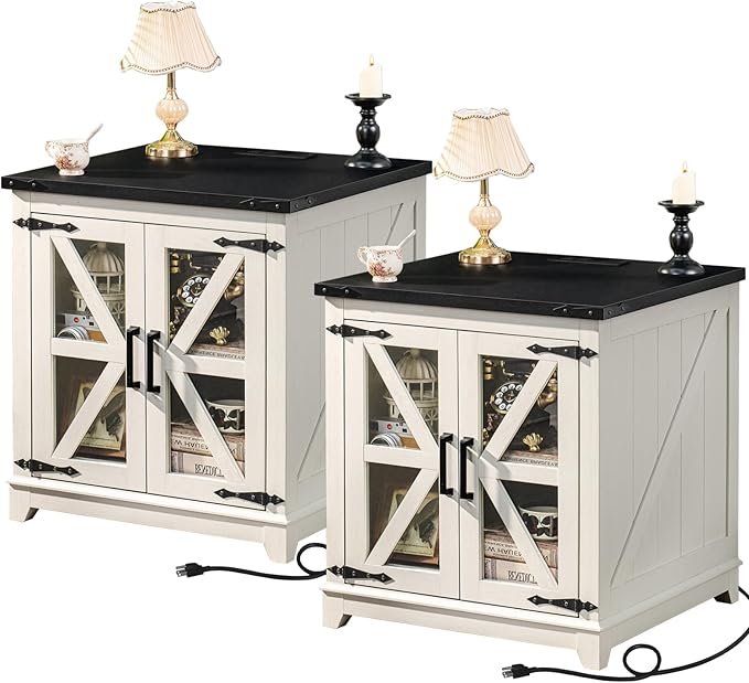 Farmhouse End Table,24" Large Sofa Side Table