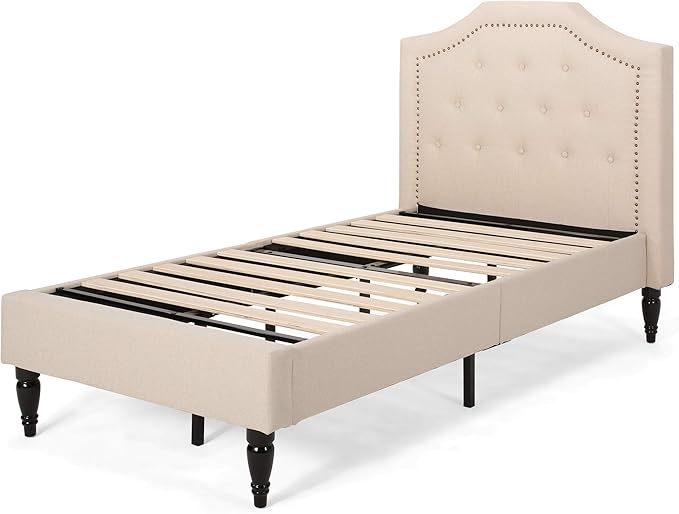 Xenia Twin Bed Platform, Charcoal Gray, Black