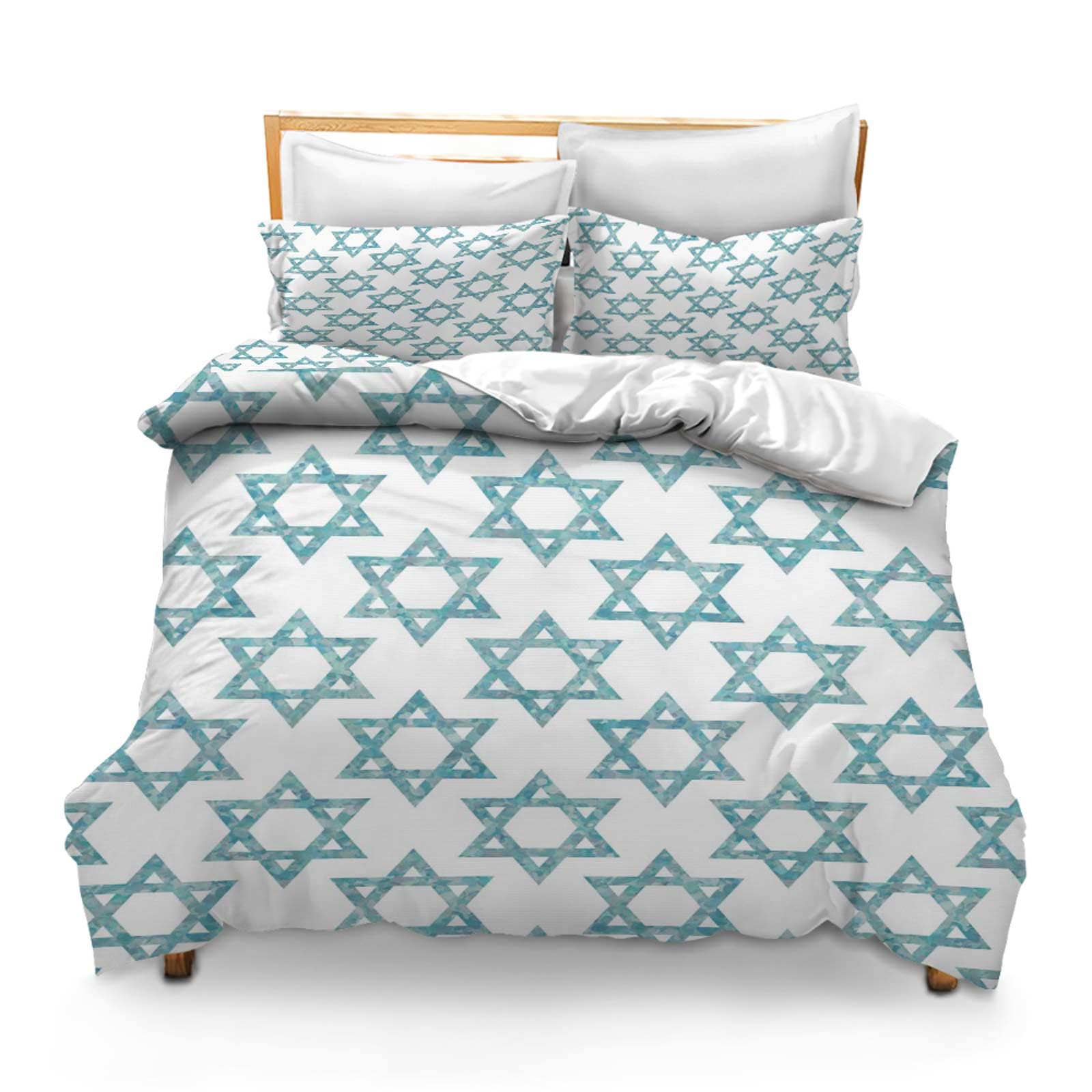 Comforter Cover Set with 2 Pillow Shams Lightweight Twin Star Star of David Pattern