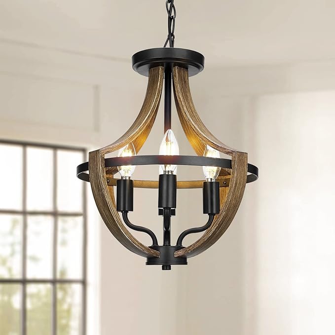 17.7" Modern Farmhouse Geometric Chandelier Light Fixture