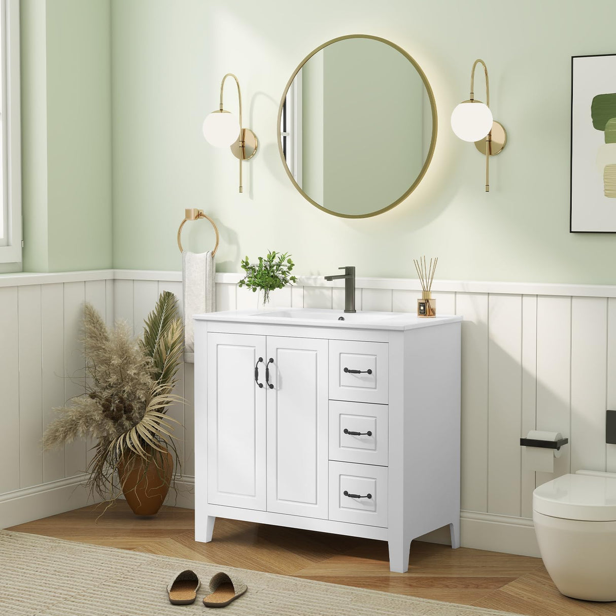 36" Bathroom Vanity with Sink Combo, Single Sink Bathroom Vanity