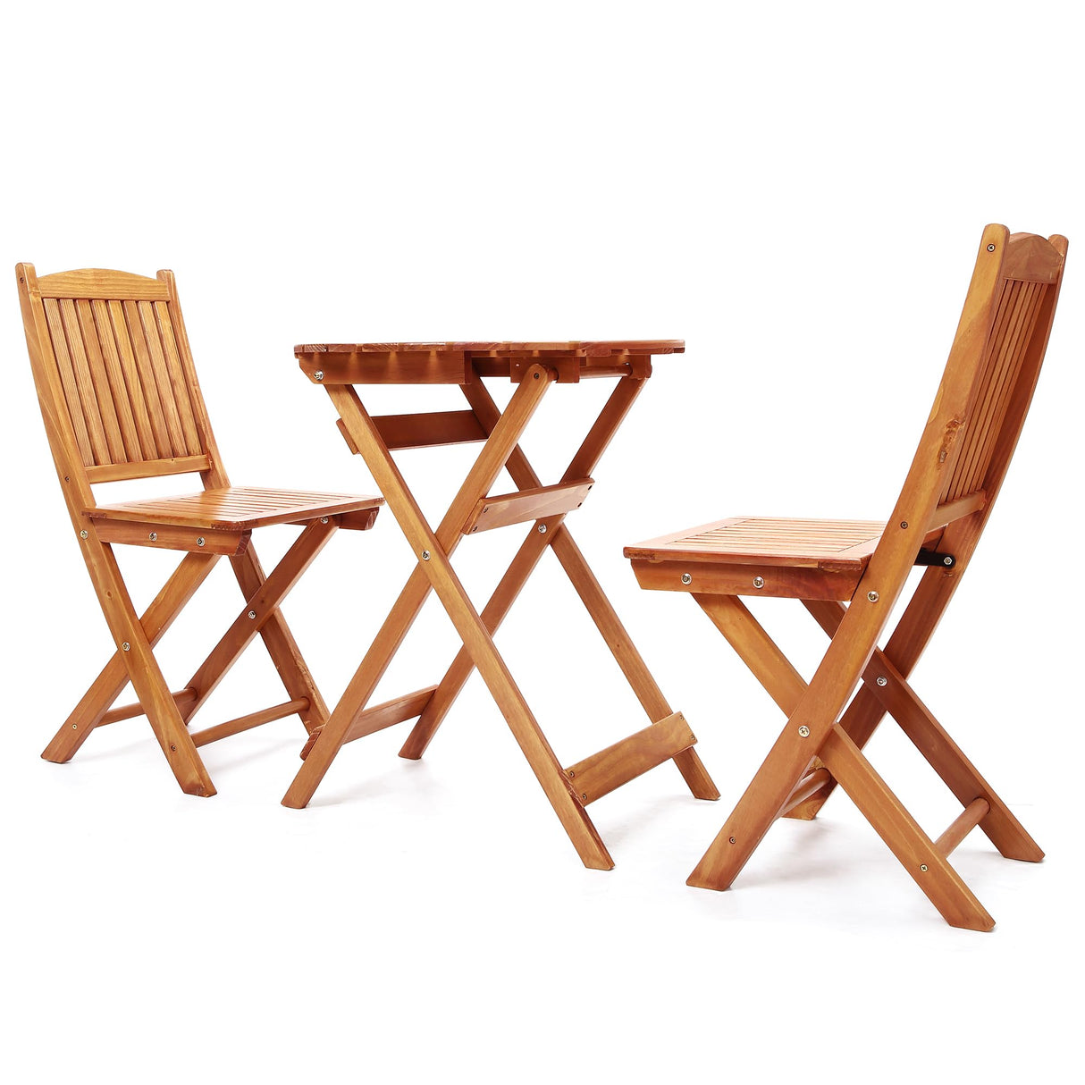 Foldable Patio Bistro Set - 2-Person Outdoor Table and Chairs for Balcony, Deck & Poolside