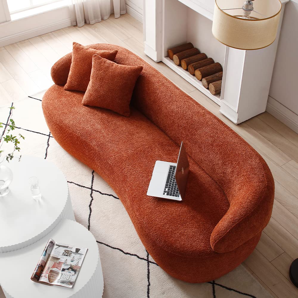 86" Curved Sofa, Modern Upholstered Boucle Curved Couch