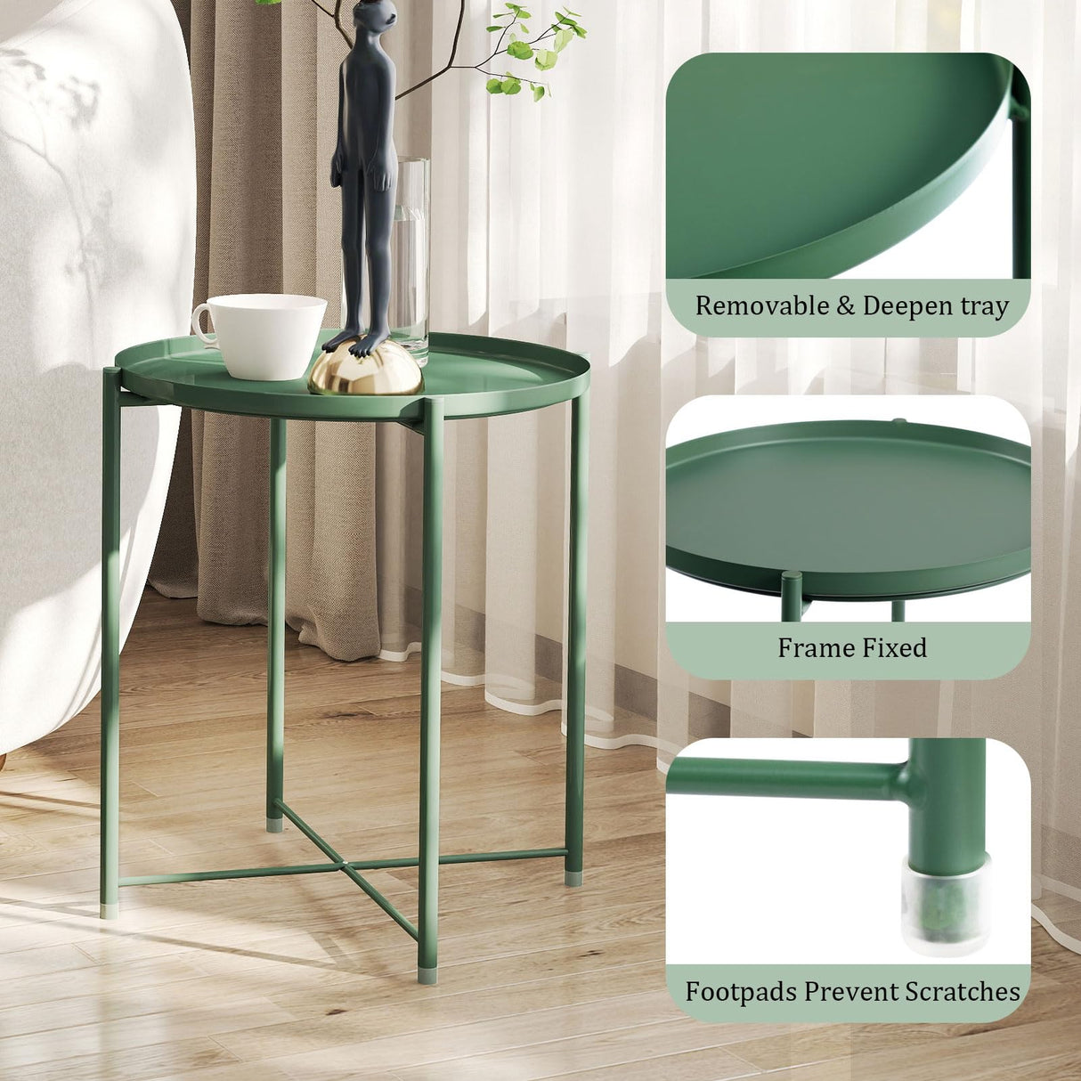 Tray Metal End Table, Sofa Table Small Round Side Tables