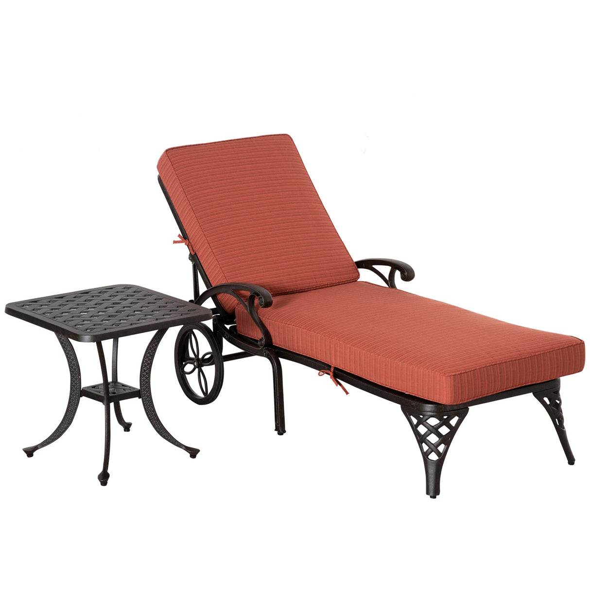Aluminum Adjustable Chaise Lounge Chair, Folding 4-Position Patio Recliner, Wheels