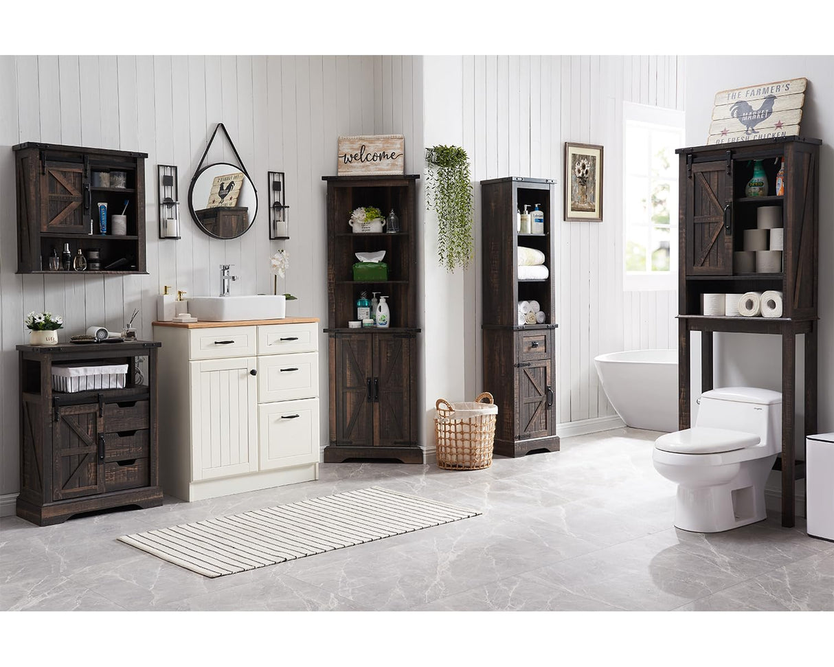 Bathroom Floor Cabinet, Farmhouse Storage Cabinet