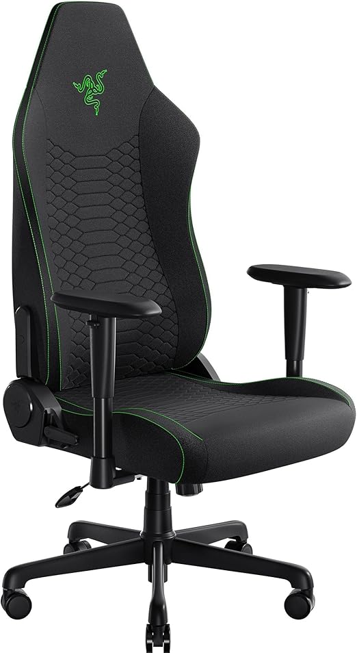 Ergonomic Gaming Chair with Built-in Lumbar Support - Light Gray