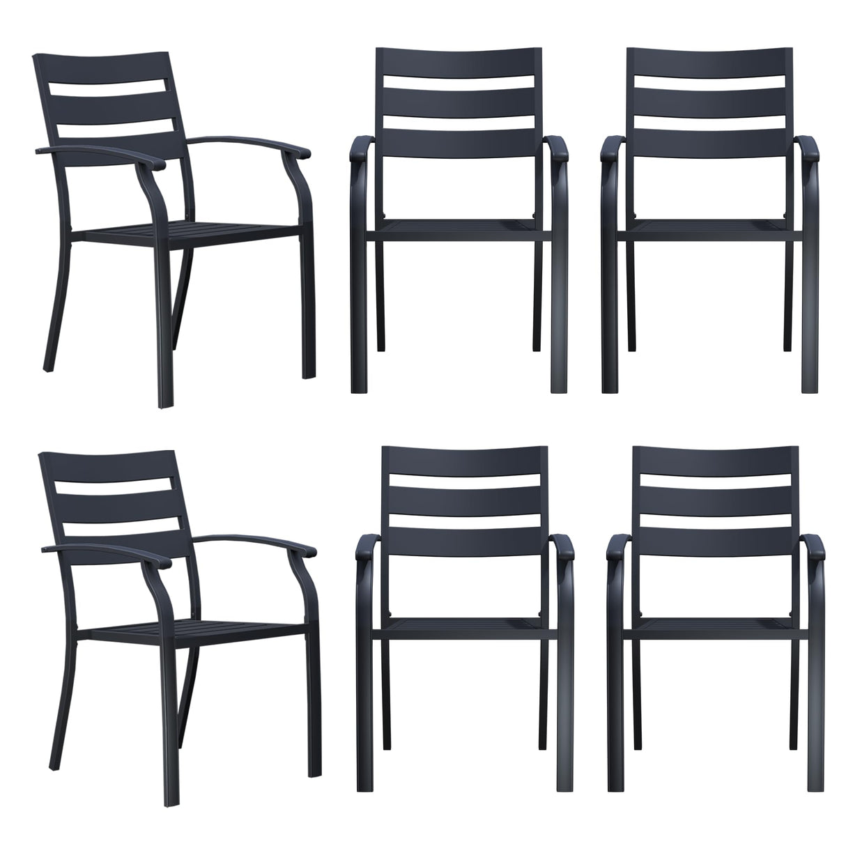 Outdoor Chairs Set of 6, Patio Dining Chairs with Armrest