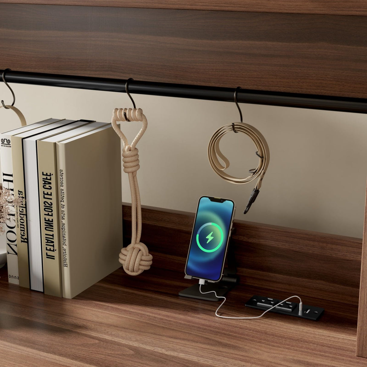 Modern Dog Crate Furniture with Charging Station - 38 Inch