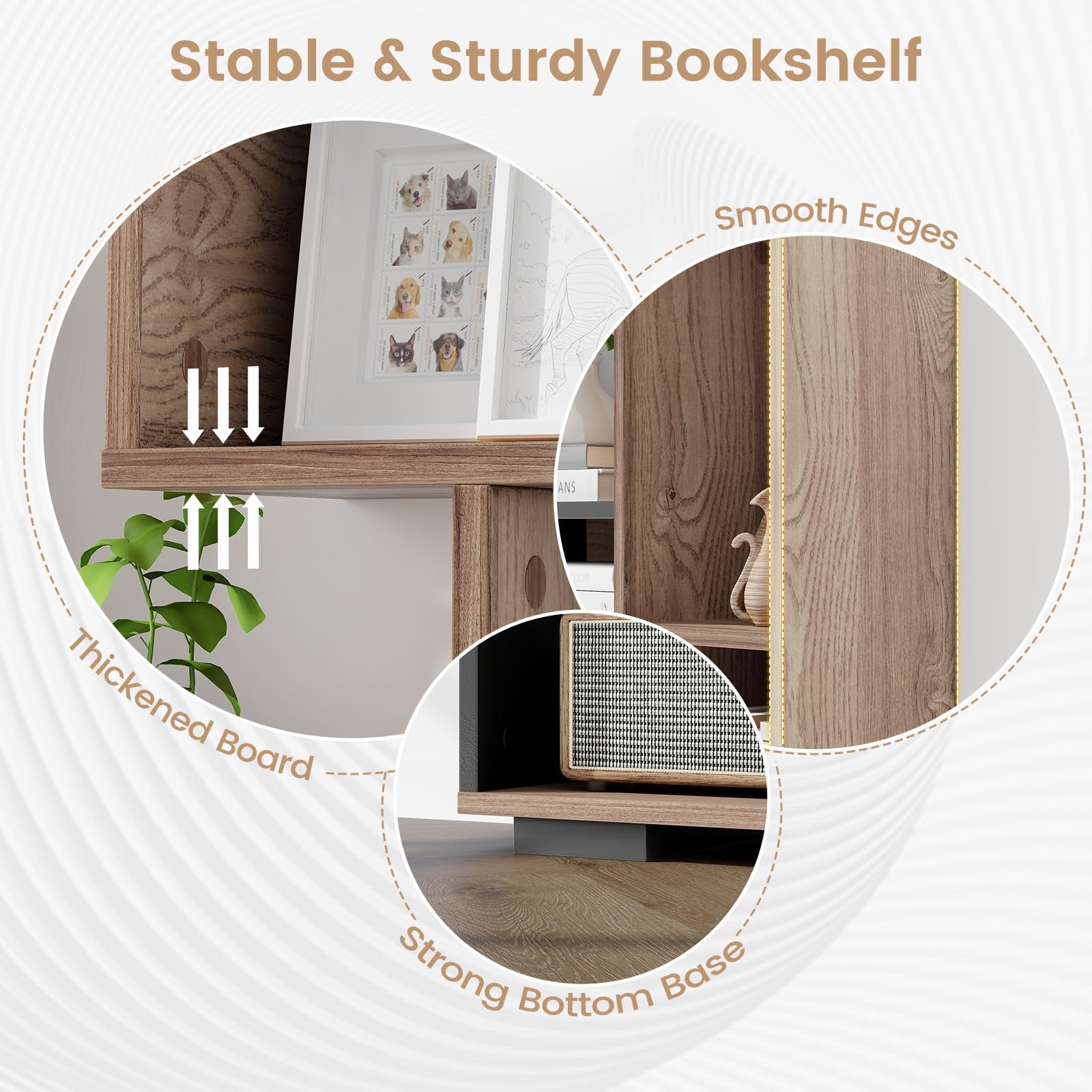 Tangkula Geometric Bookshelf, 47 Inch Tall Bookcase with Multiple Open Shelves, Anti-Tipping Devices, Freestanding 9 Cubes Bookshelf Storage Display for Living Room Study Office (Black, 47")