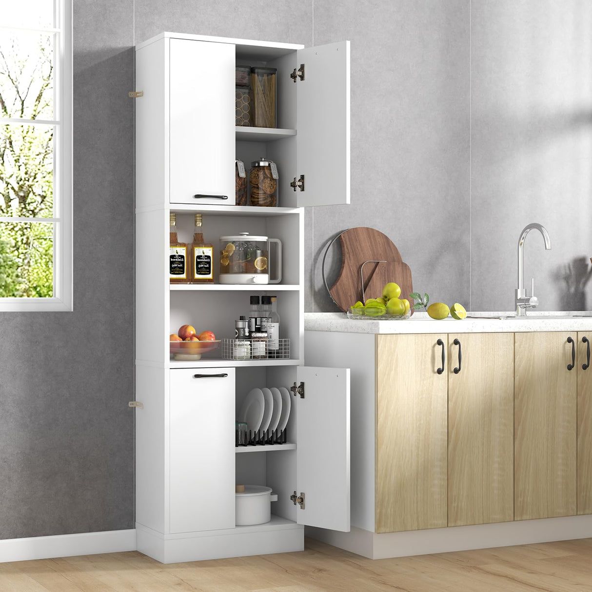 75" Tall Bathroom Storage Cabinet, Bathroom Floor Cabinet