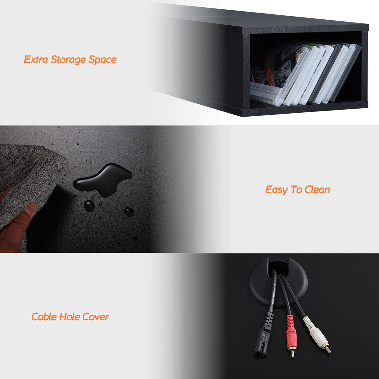 Black Floating TV Shelf 70 inch, Entertainment Center Wall Mounted Media Console