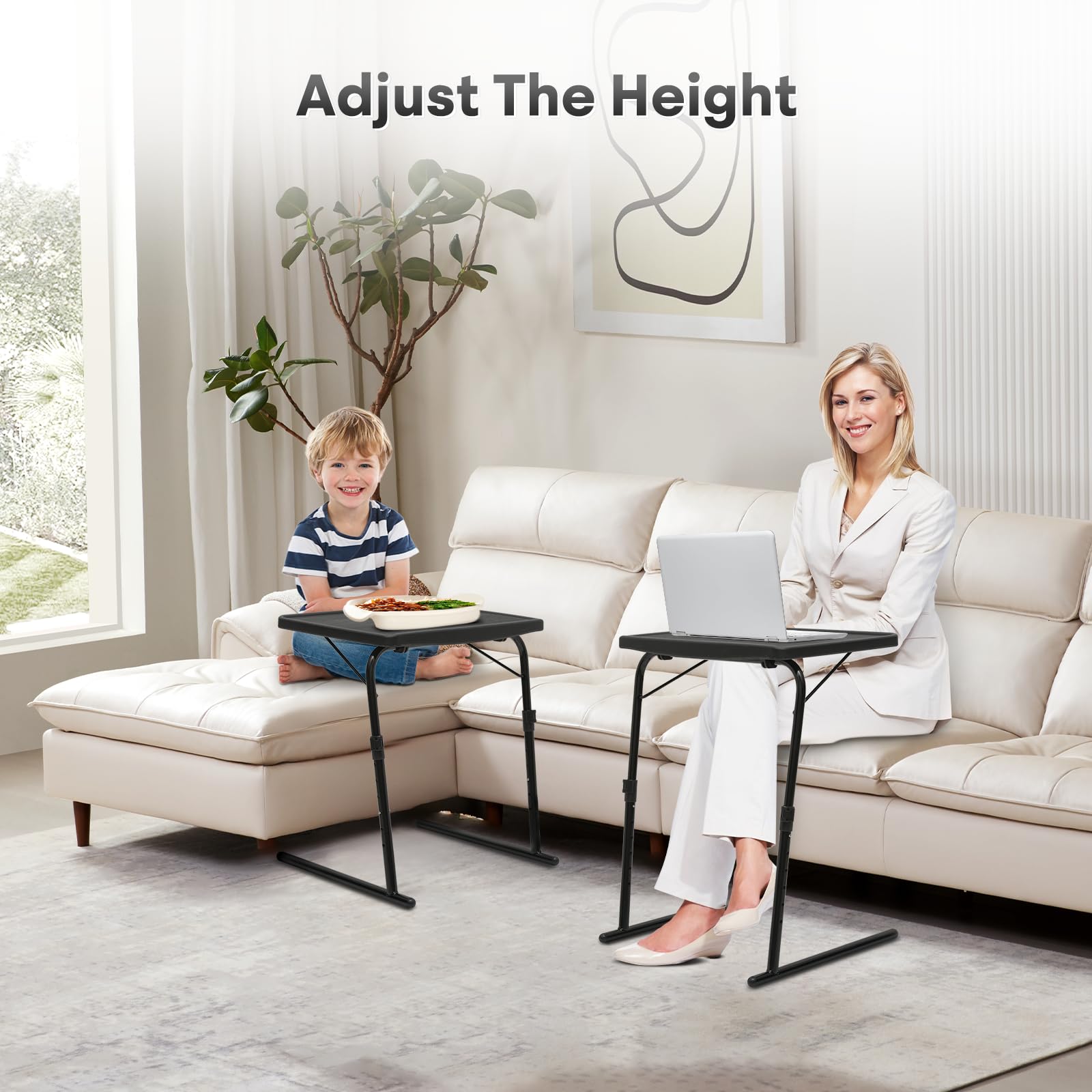 Folidng TV Tray Portable Small Folding Table 6 Height Adjustable & 3 Tilt Angle Adjustable