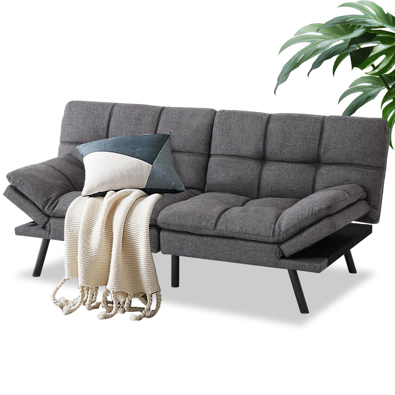 Futon Convertible Sofa Bed, Memory Foam Sleeper Couch