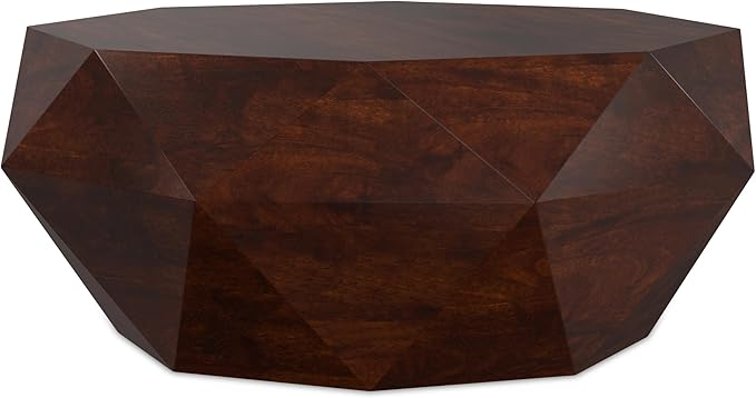 Turnbull Solid Mango Wood 34 inch Wide Polygon Contemporary Coffee Table in Walnut