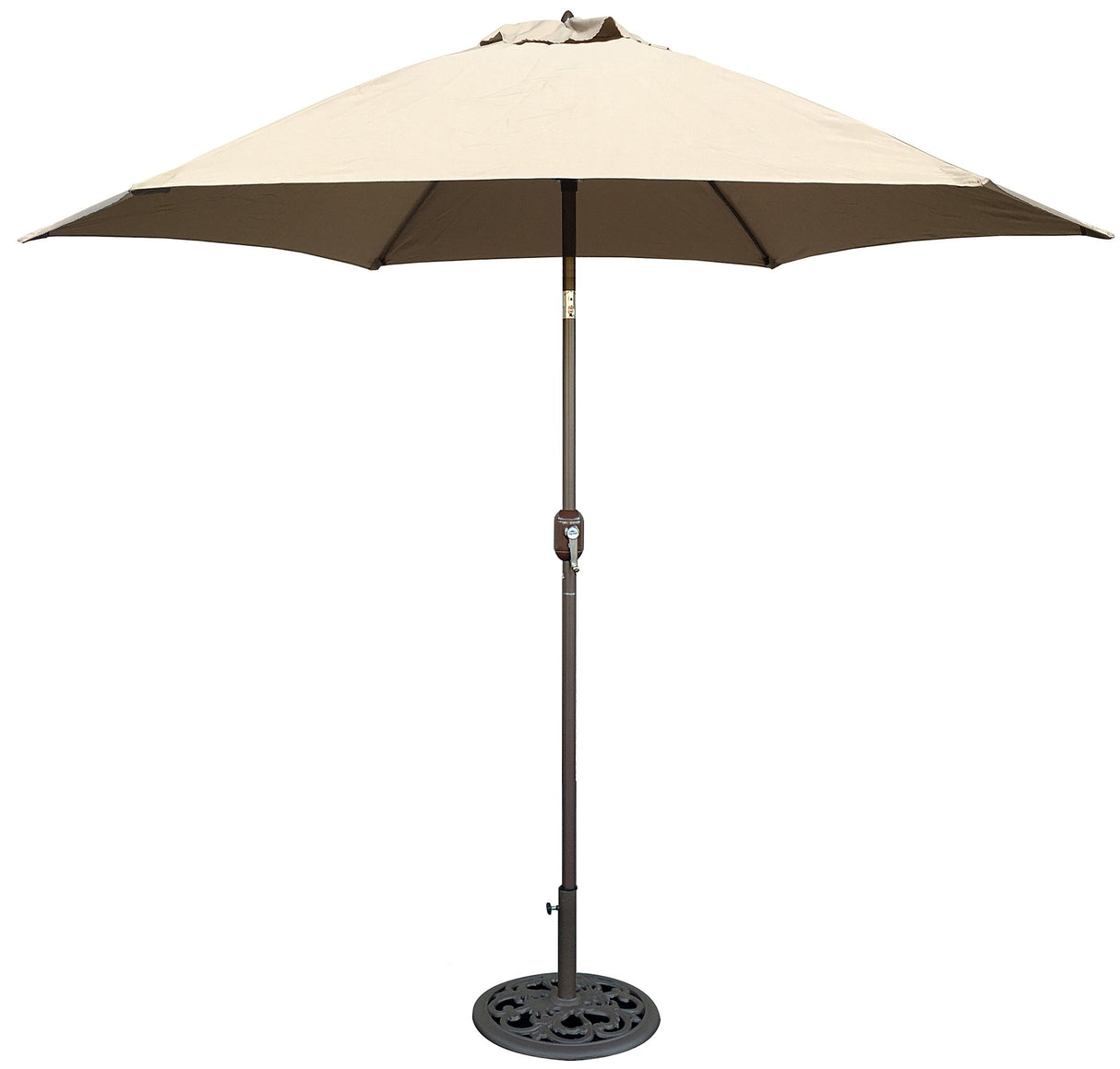 9 ft Bronze Aluminum Patio Umbrella with Beige Polyester Cover (Base not included)