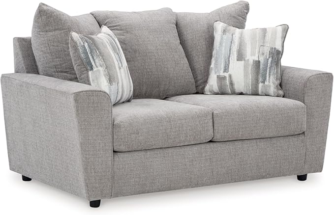 Stairatt Casual Loveseat with Flared Arms, Gray