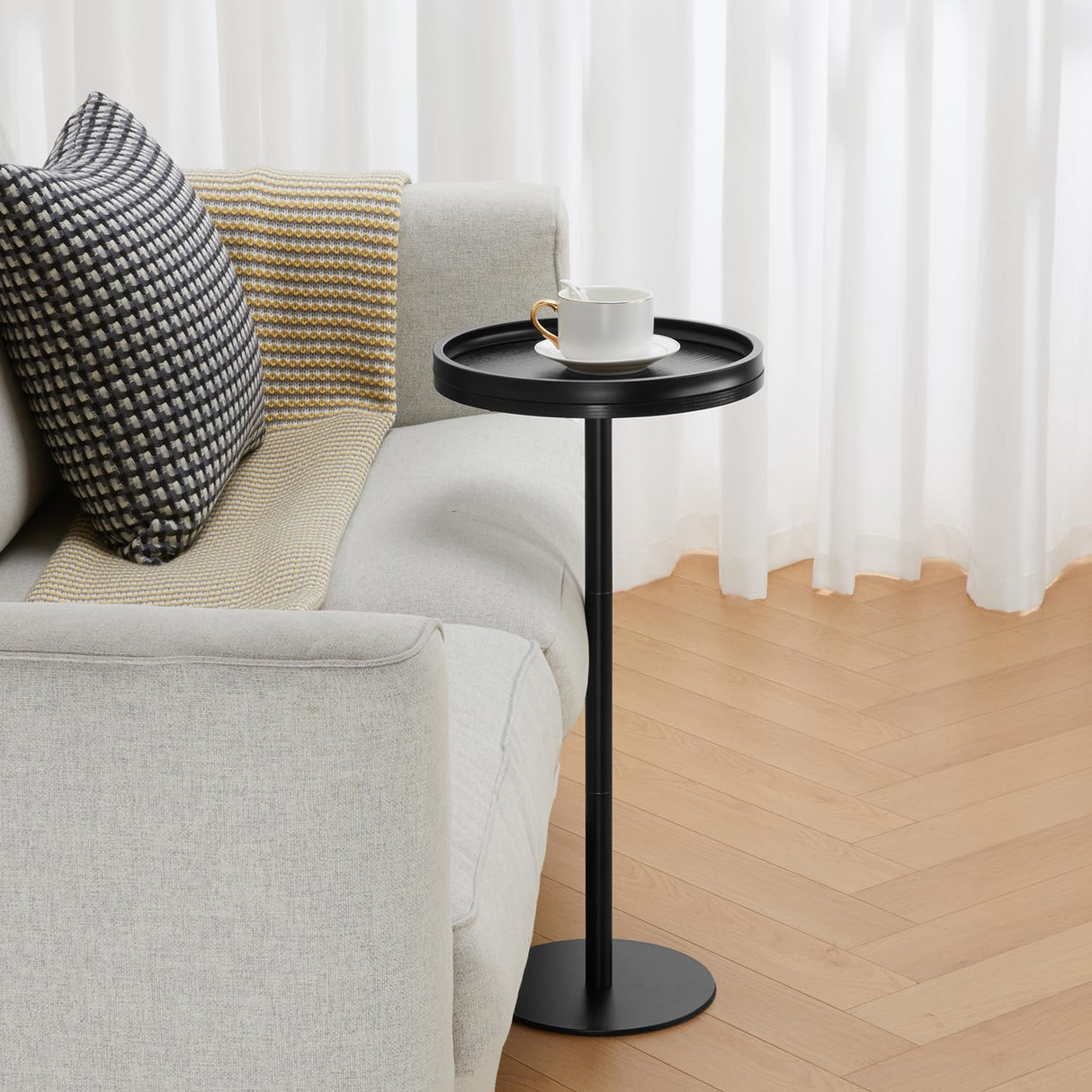 Round Drink Table,Small Pedestal Table,Small Round Side Table for Small Spaces