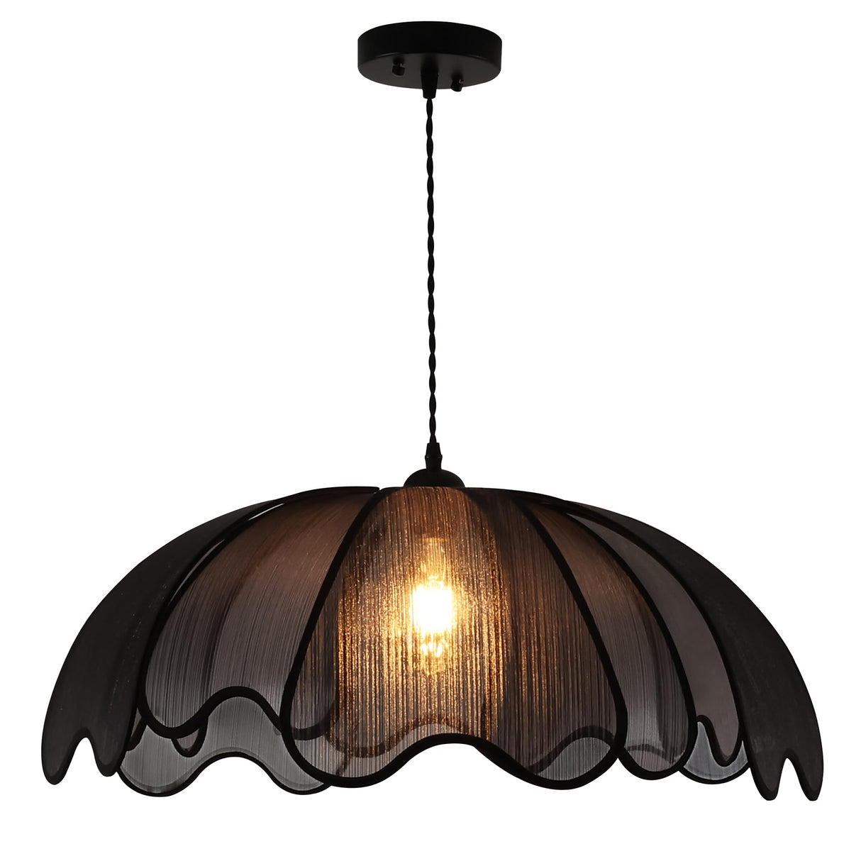 LZUHYSPG Black Bohemian-Style 24-inch Hand-Woven Chandelier, Country Chandelier Hanging Lamps, Dining Room, Kitchen Island, Bedroom, Living Room, Corridor