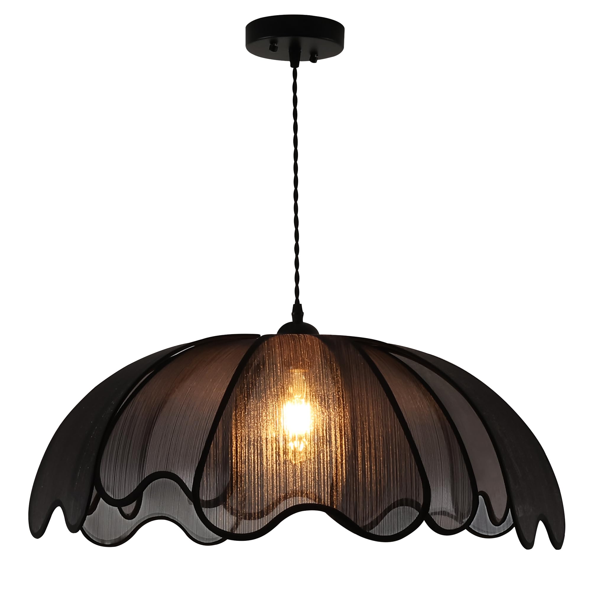 LZUHYSPG Black Bohemian-Style 24-inch Hand-Woven Chandelier, Country Chandelier Hanging Lamps, Dining Room, Kitchen Island, Bedroom, Living Room, Corridor