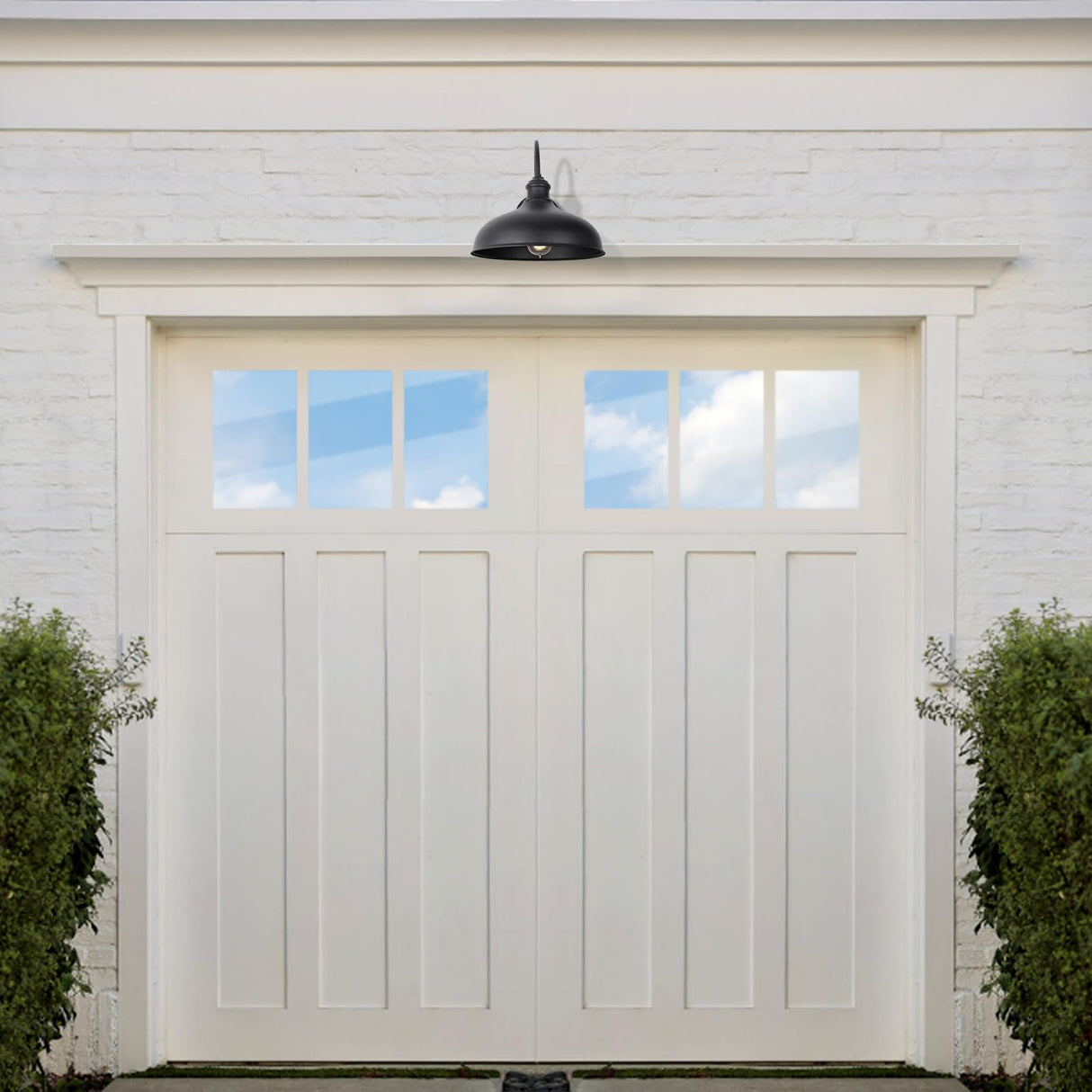 12in. Dusk to Dawn Outdoor Barn Lights Exterior Black Gooseneck Barn Light Fixture