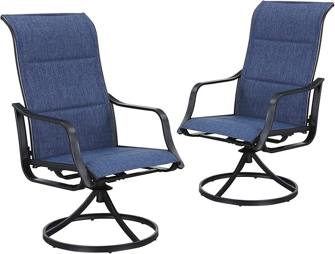Patio Dining Chairs 2 Pieces Textilene Outdoor High Back Swivel Rockers Set
