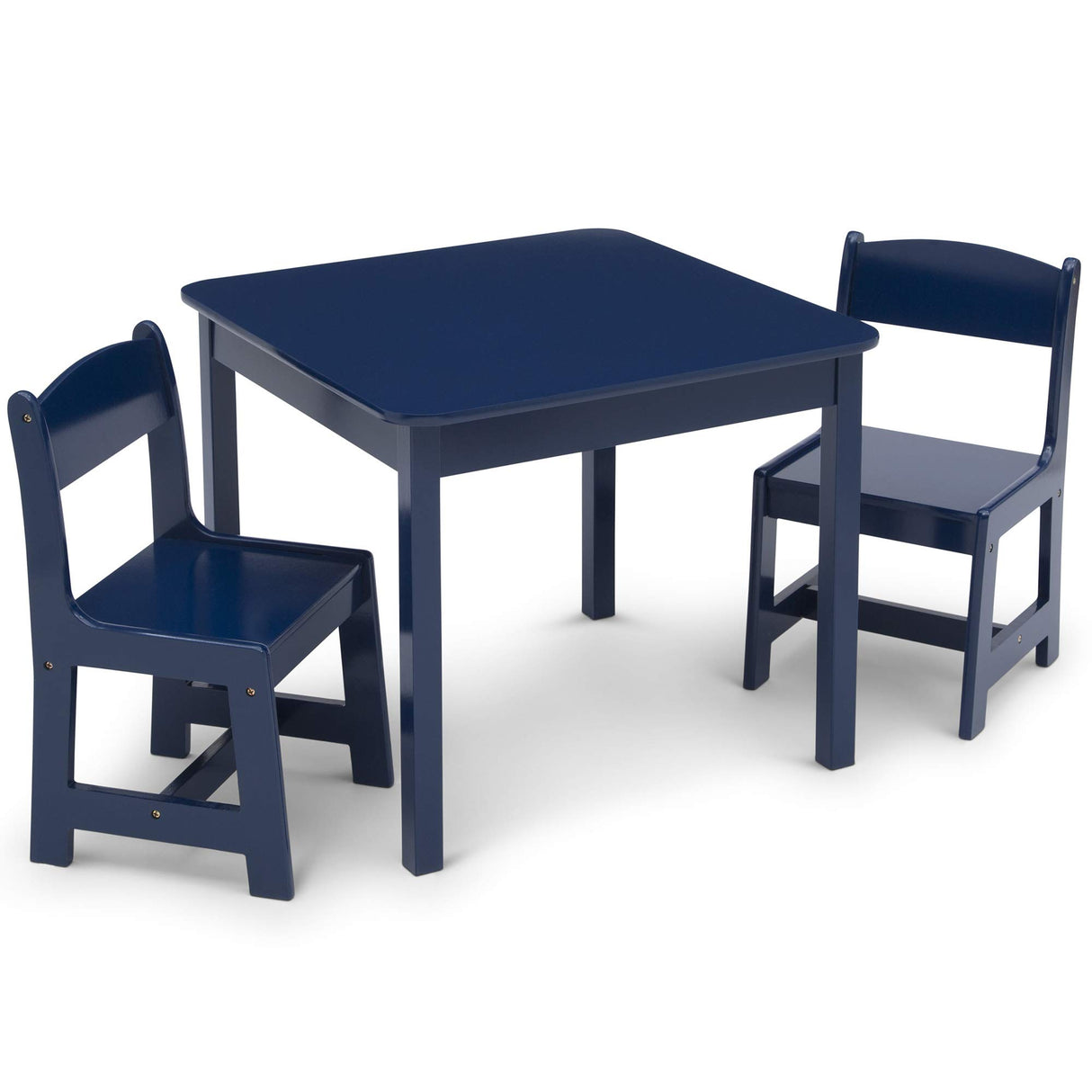 MySize Kids Wood Table and Chair Set (2 Chairs Included), Deep Blue