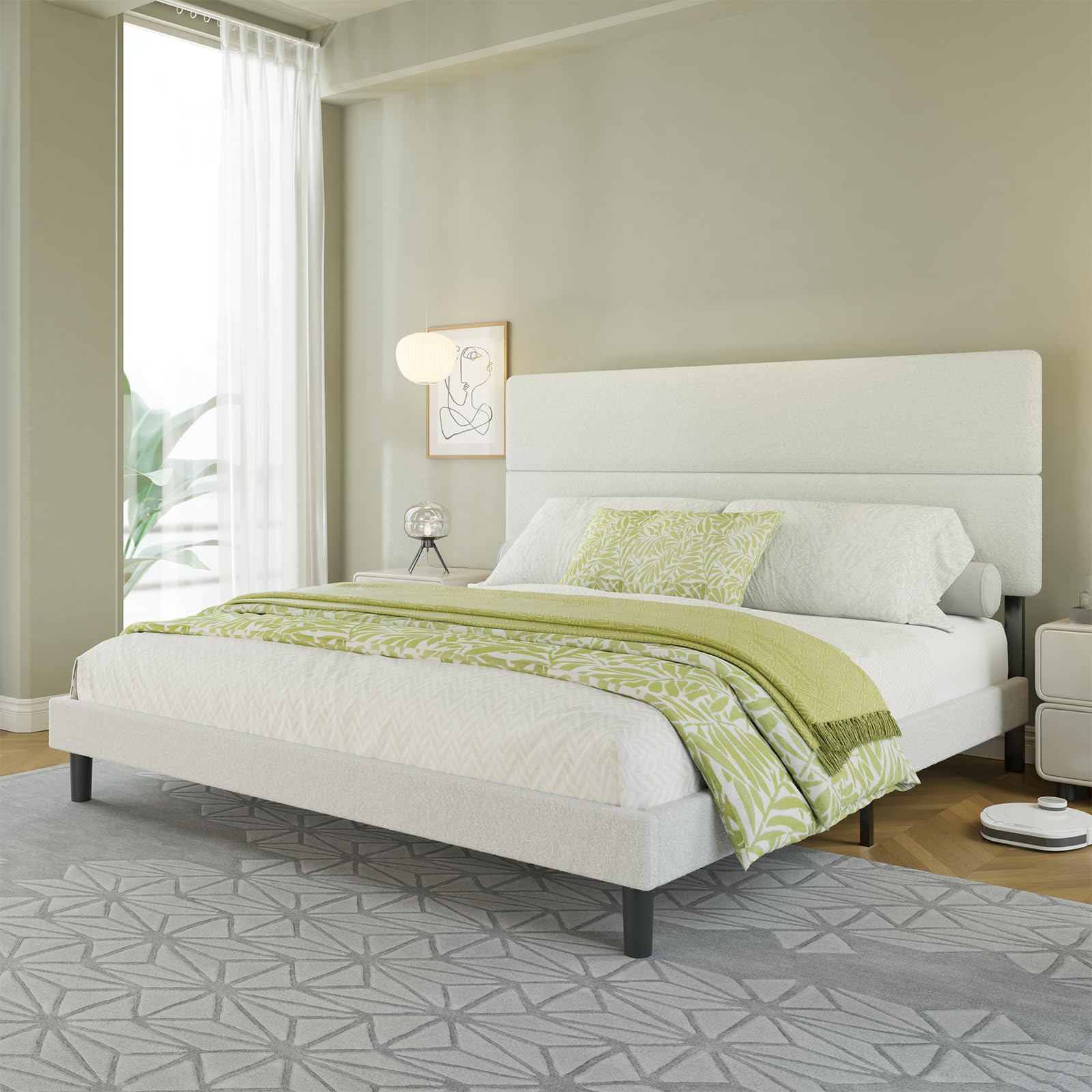 Full Size Boucle Upholstered Bed Frame,