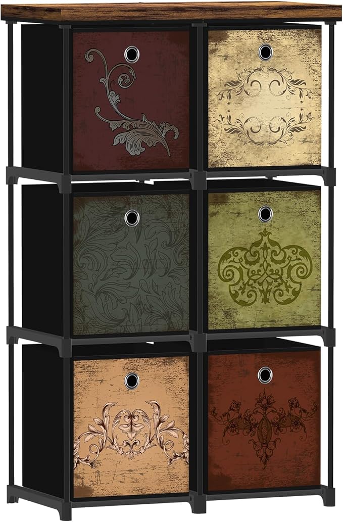 Small Fabric Dresser with 6 Drawers, Tall Cube Organizer for Closet, Storage Drawer Unit