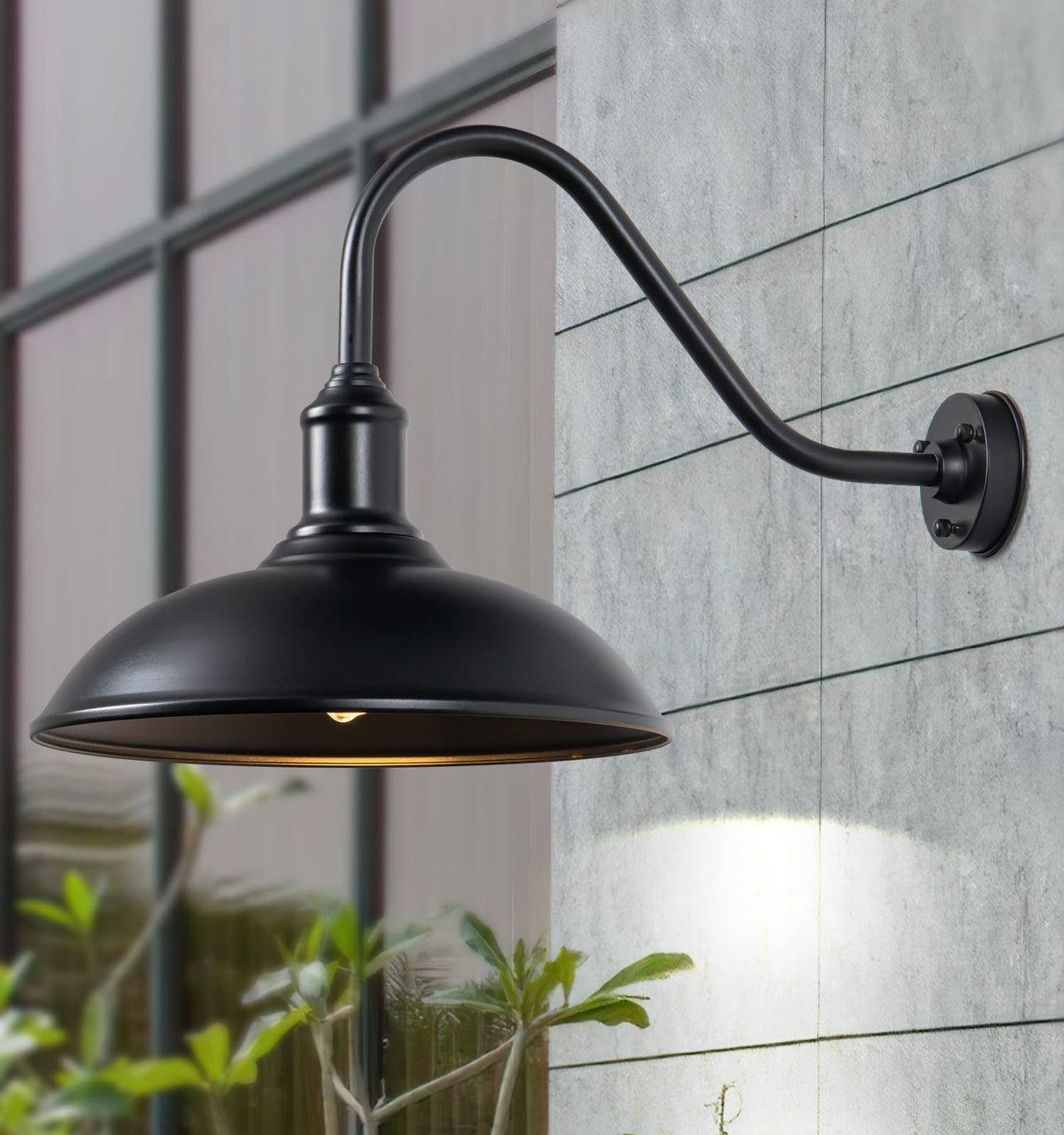 18" Large Barn Lights- Outdoor Gooseneck Wall Sconce Black Industrial Light Waterproof