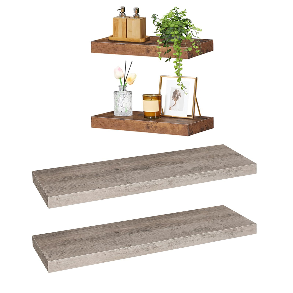 Floating Shelves, Wall Shelf Set of 2, Hanging Shelf with Invisible Brackets