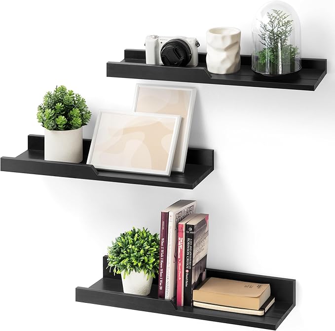 Modern Floating Shelves Set of 3 : Farmhouse Wall Mounted Bedroom