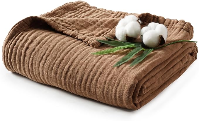 Cooling Muslin Throw Blanket for Hot Sleepers, 60% Rayon Derived from Bamboo