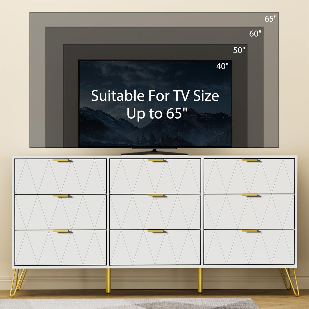 9 Drawer Dresser and Night stand Sets for Bedroom, Two Drawers Nightstand Set of 2