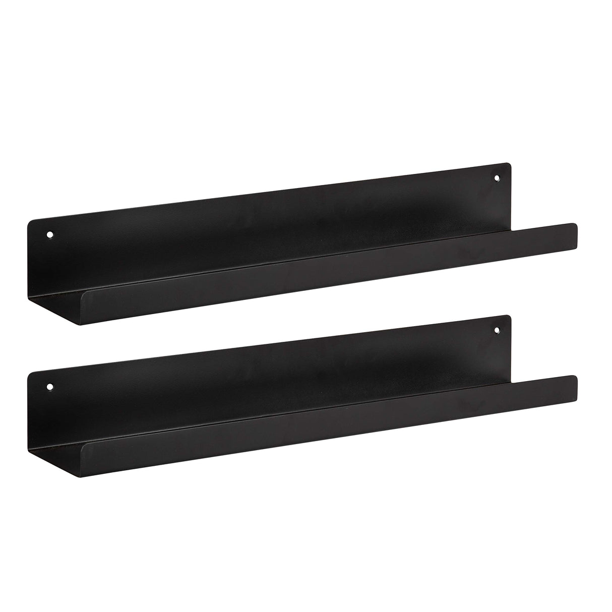 Mezzo Modern Metal Ledge Shelf, 24", Black, Set of 2, Contemporary Floating Shelves