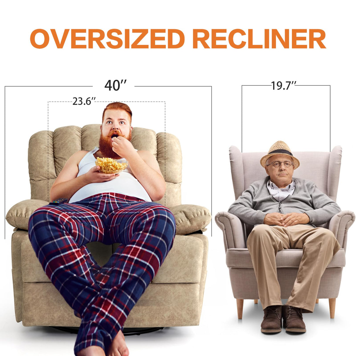 StoneCraft Big & Tall Rocker Recliner Chair – Swivel, 160° Recline & Glider Motion