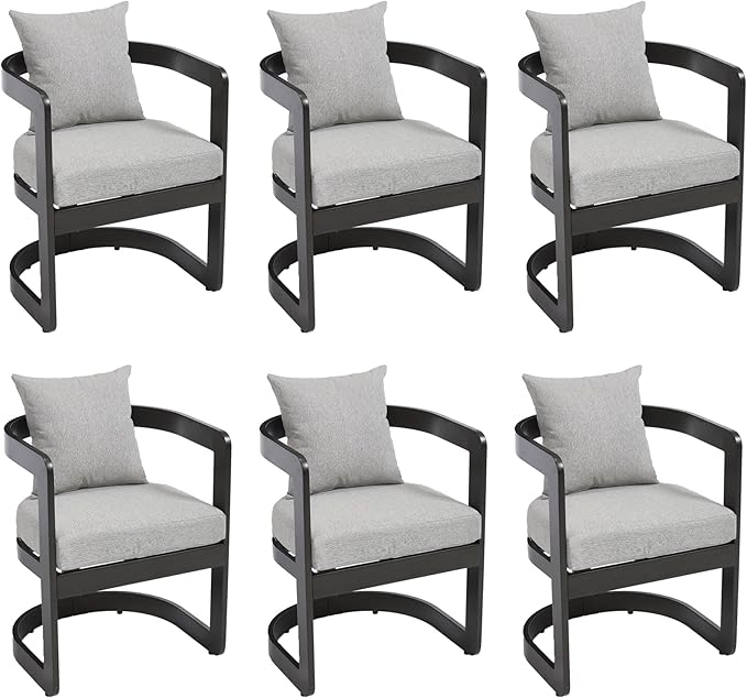 Upholstered Outdoor Dining Chairs, Modern Patio Dining Chairs Set of 6