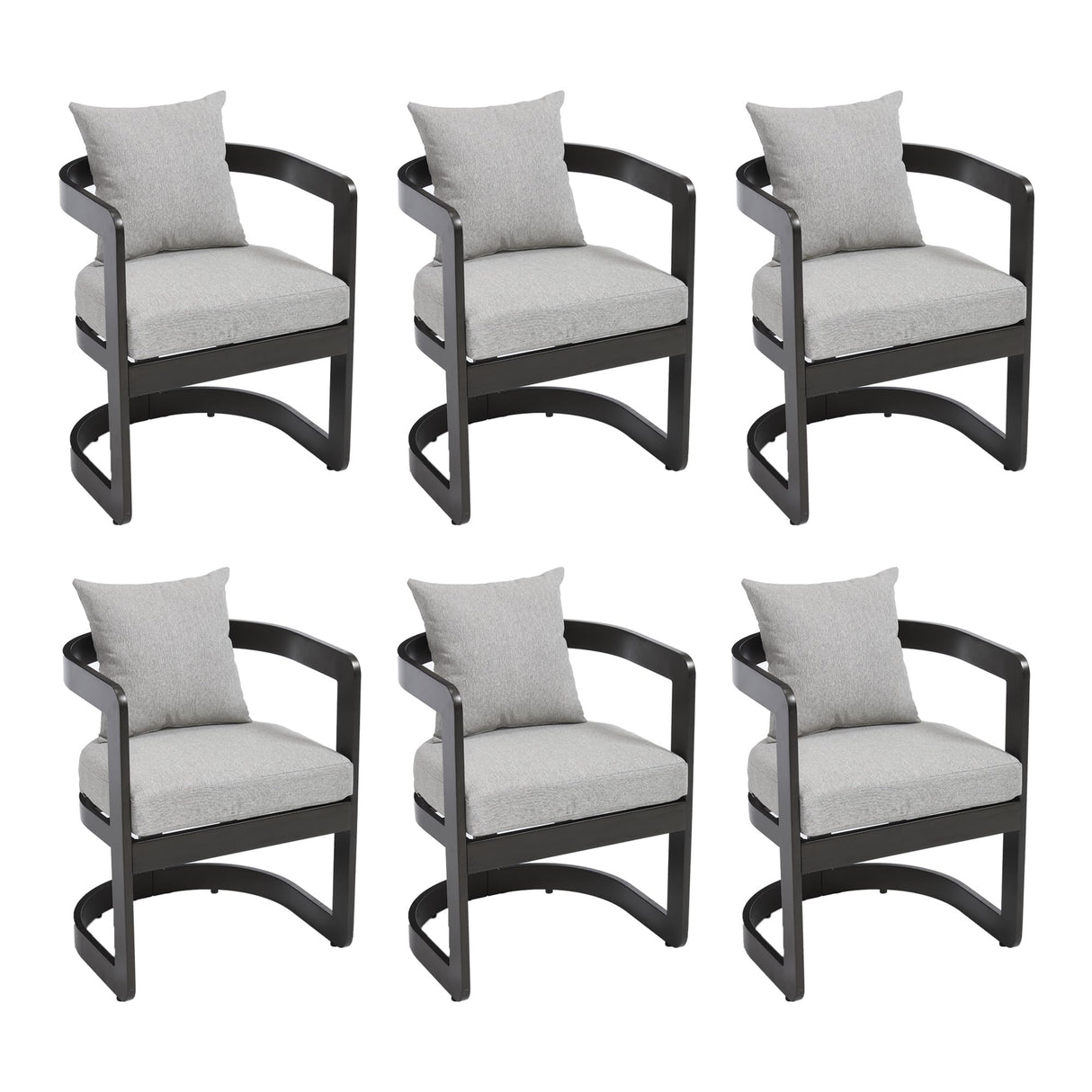 Upholstered Outdoor Dining Chairs, Modern Patio Dining Chairs Set of 6