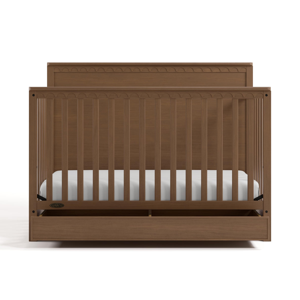 5-in-1 Convertible Crib with Storage Drawer (Hazelnut) – GREENGUARD Gold Certified Baby