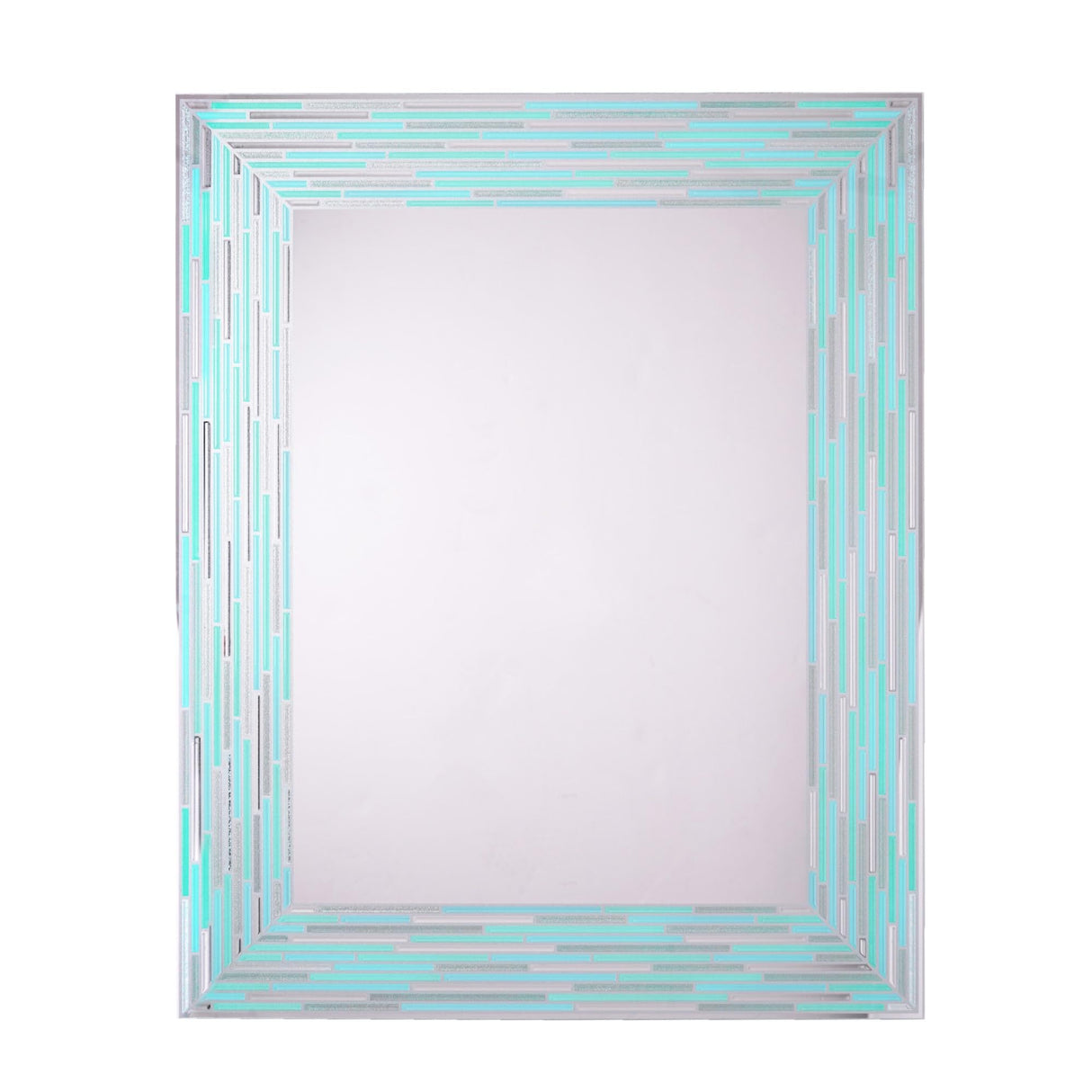 24"x30" Reeded Tiled Sea Glass Aqua Blue Vanity Mirror for Bathroom Wall