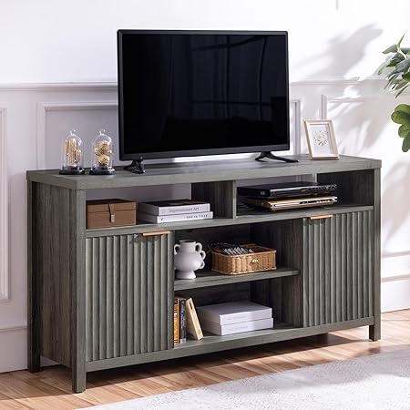 TV Stand for Living Room, Entertainment Center with Storage, Mid Century Modern TV