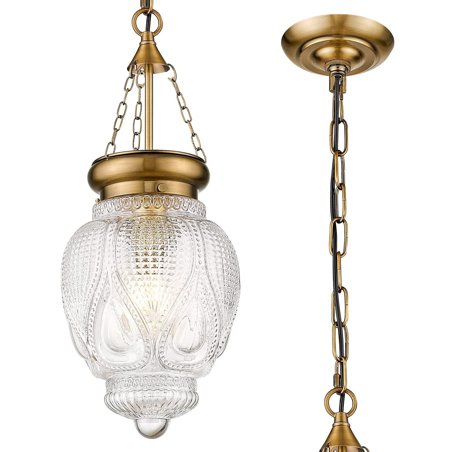 Farmhouse Pendant Light, Vintage Brass Gold Pendant Lights Kitchen Island, Pendant Lighting for Island, Kitchen Island Lighting Over Sink, Modern Clear Glass Pendant Light Fixture for Kitchen Table