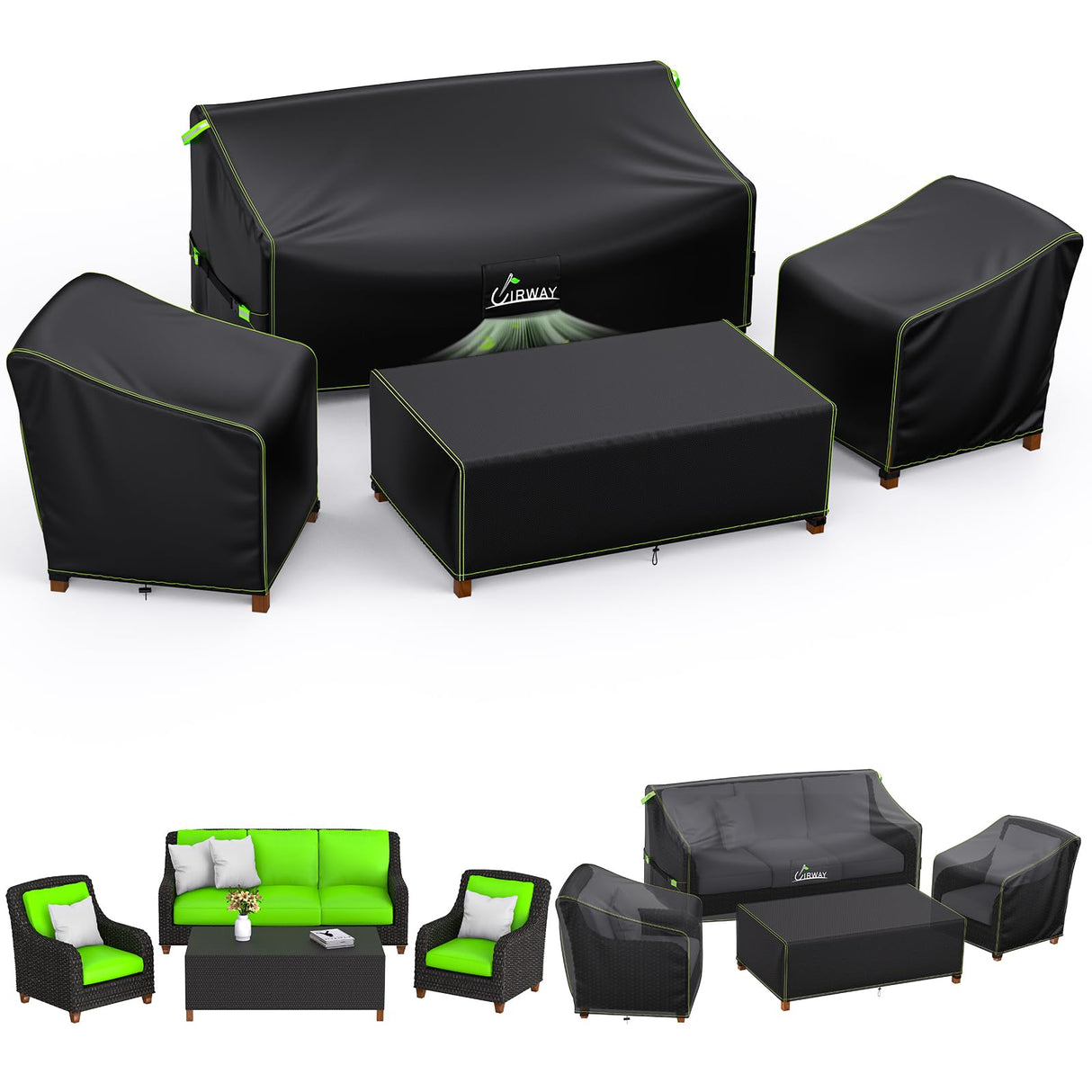 Patio Furniture Covers 4 Piece Set, Outdoor Furniture Covers Waterproof 4 Piece