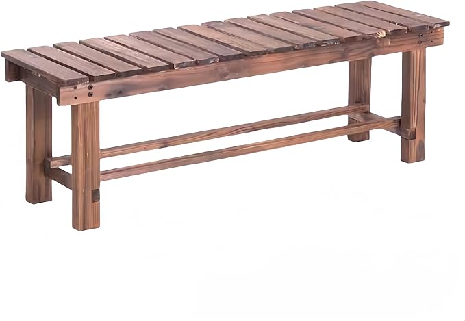 Outdoor Bench, 2 Person Outdoor Poly Lumber Patio Backless Bench, Weatherproof