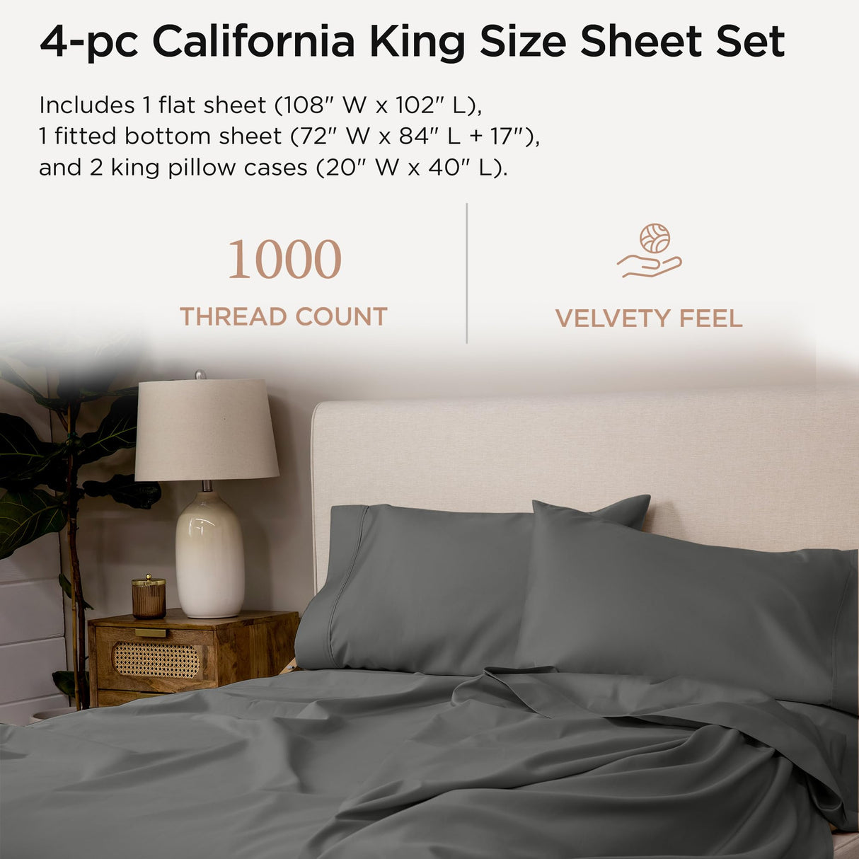 Certified 100% American Supima Cotton Luxury Sheets, California-King Sheets