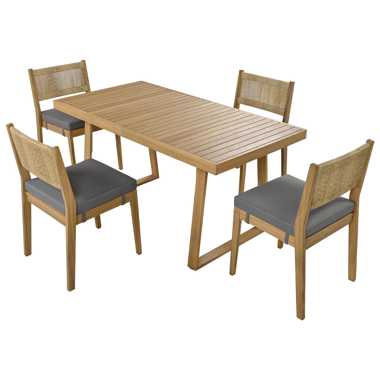 Acacia Wood Outdoor Dining Set for 4,Waterproof Patio Furniture