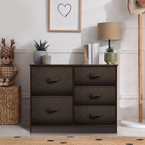 Dresser with 8 Faux Wood Drawers Chest Organizer Unit