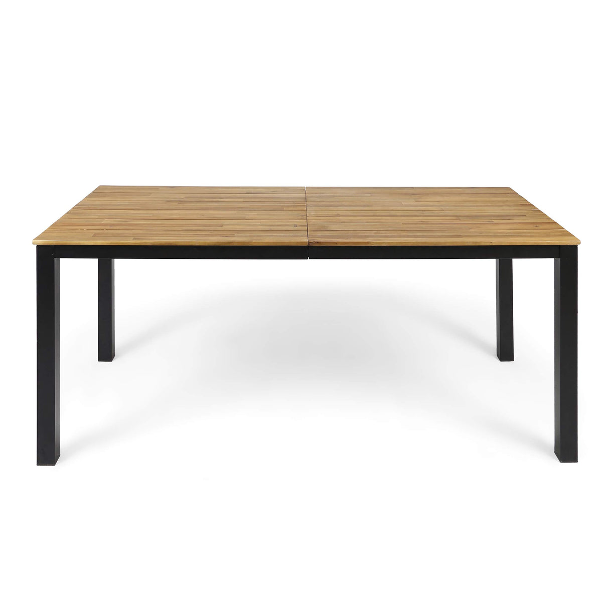 Zak Outdoor 71" Acacia Wood Dining Table, Teak Finish, Black