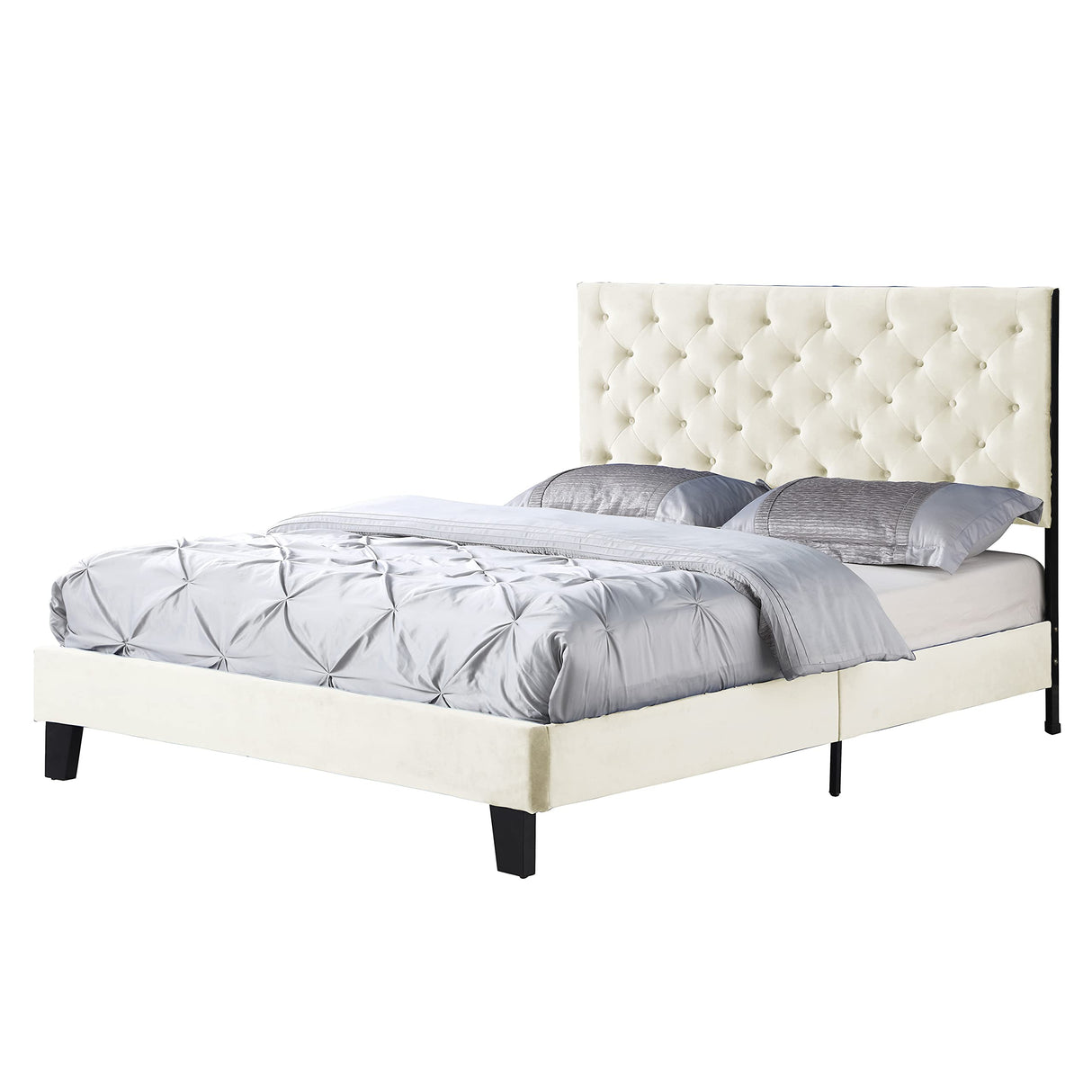 Tufted Platform Bed Frame with Reinforced Corner Blocked