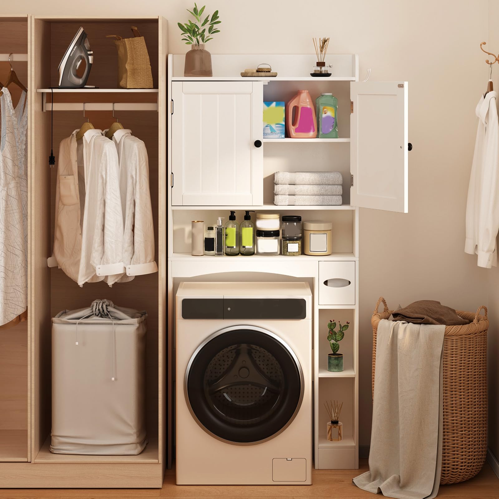 Over The Toilet Storage Cabinet, Over Toilet Bathroom Organizer with Doors